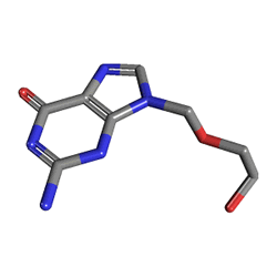 Aklovir 200 mg 25 Tablet (Asiklovir) Kimyasal Yapısı (3 D)