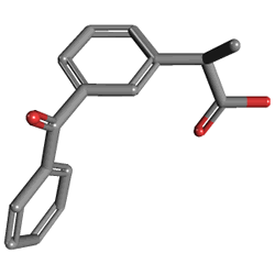 Rastel 25 mg 20 Çentikli Tablet (Deksketoprofen) Kimyasal Yapısı (3 D)
