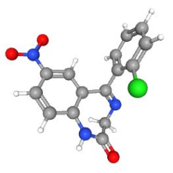 Rivotril 2 mg 30 Tablet (Klonazepam) Kimyasal Yapısı (3 D)